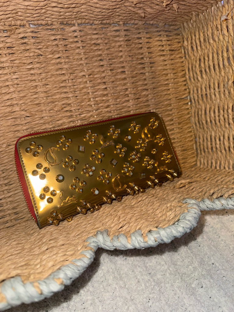 Christian Louboutin Gold Studded Zip-Around Women's Wallet